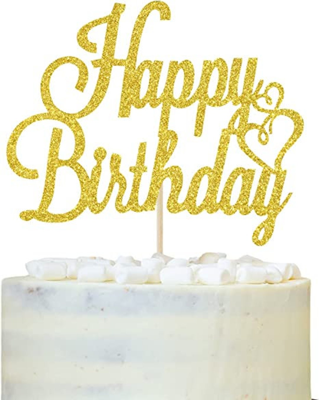 Gold Glitter Happy Birthday Cake Topper - Etsy