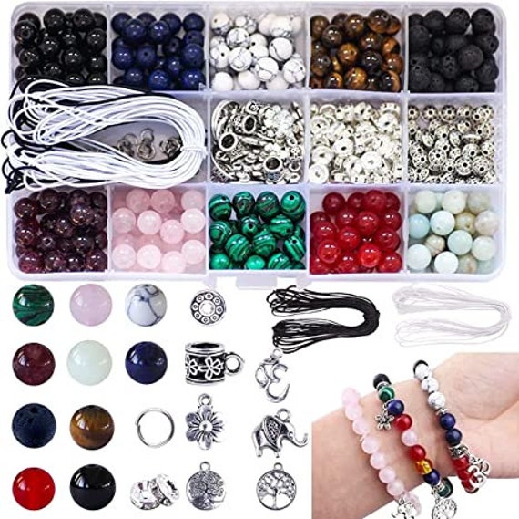 Fishdown 418 Pcs 8mm Crystal Beads for Jewelry Making, Natural Stone Healing Bea