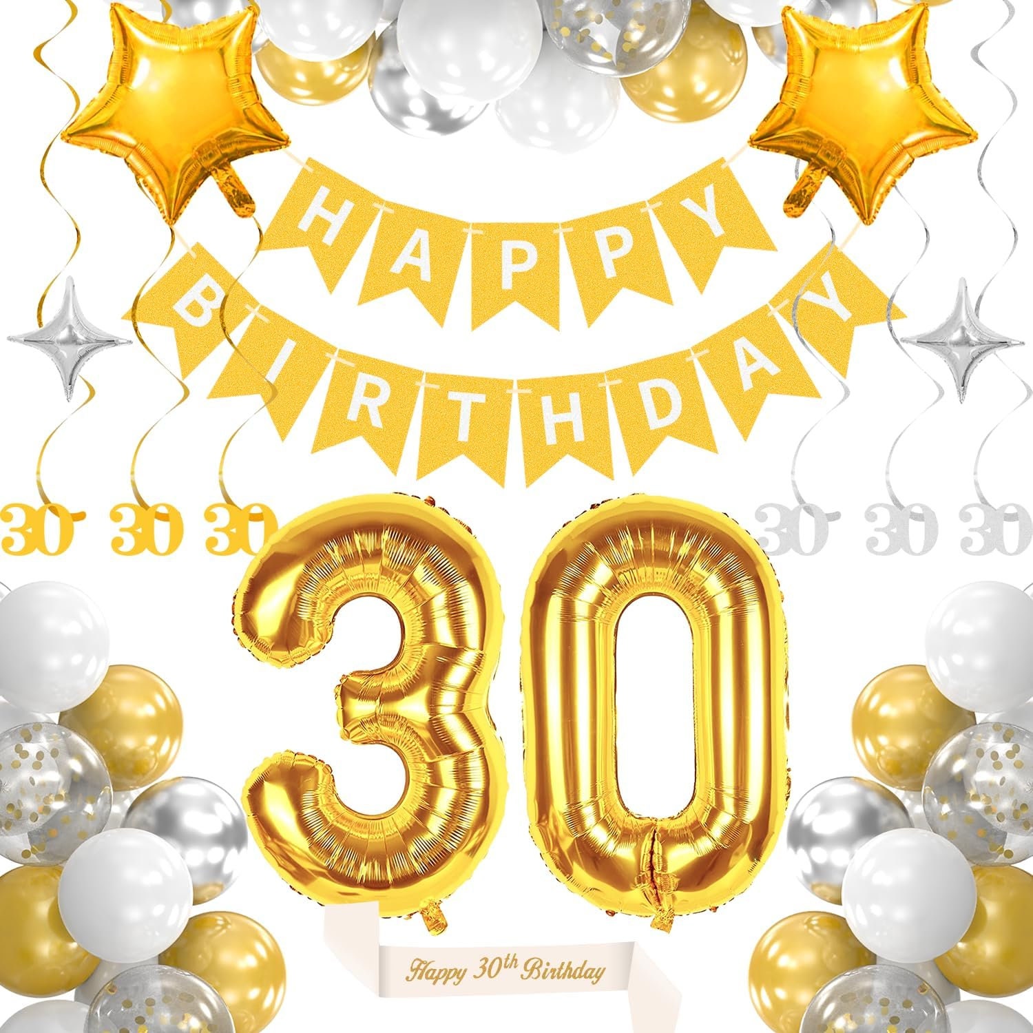 Buy 30th Birthday Decorations En, 30th Birthday Balloons Blue Happy