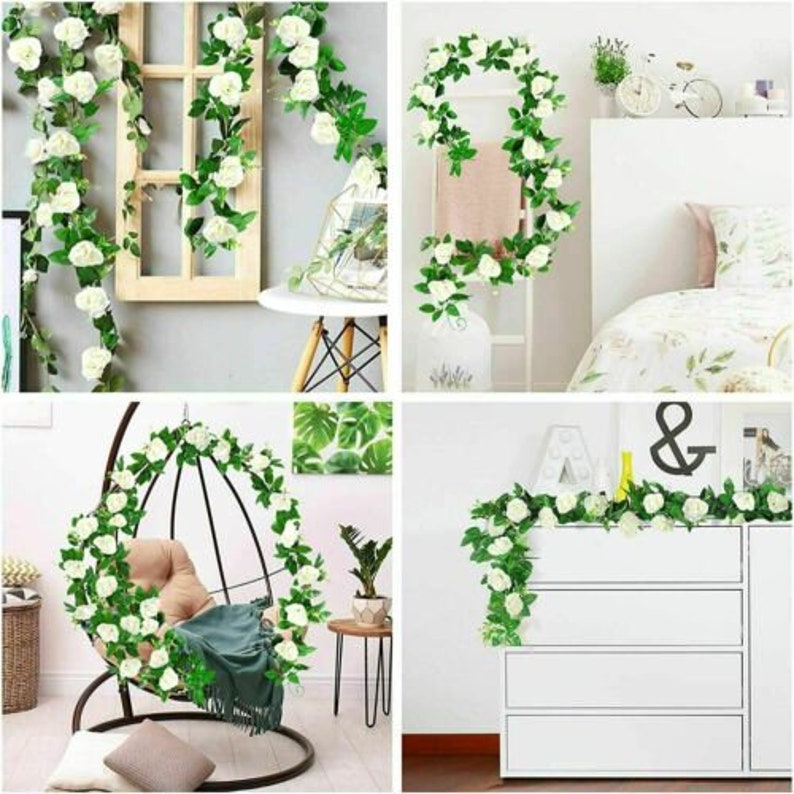 3x 7.5 Ft Garland Wall Silk Artificial Hanging Rose Flowers Vine ...