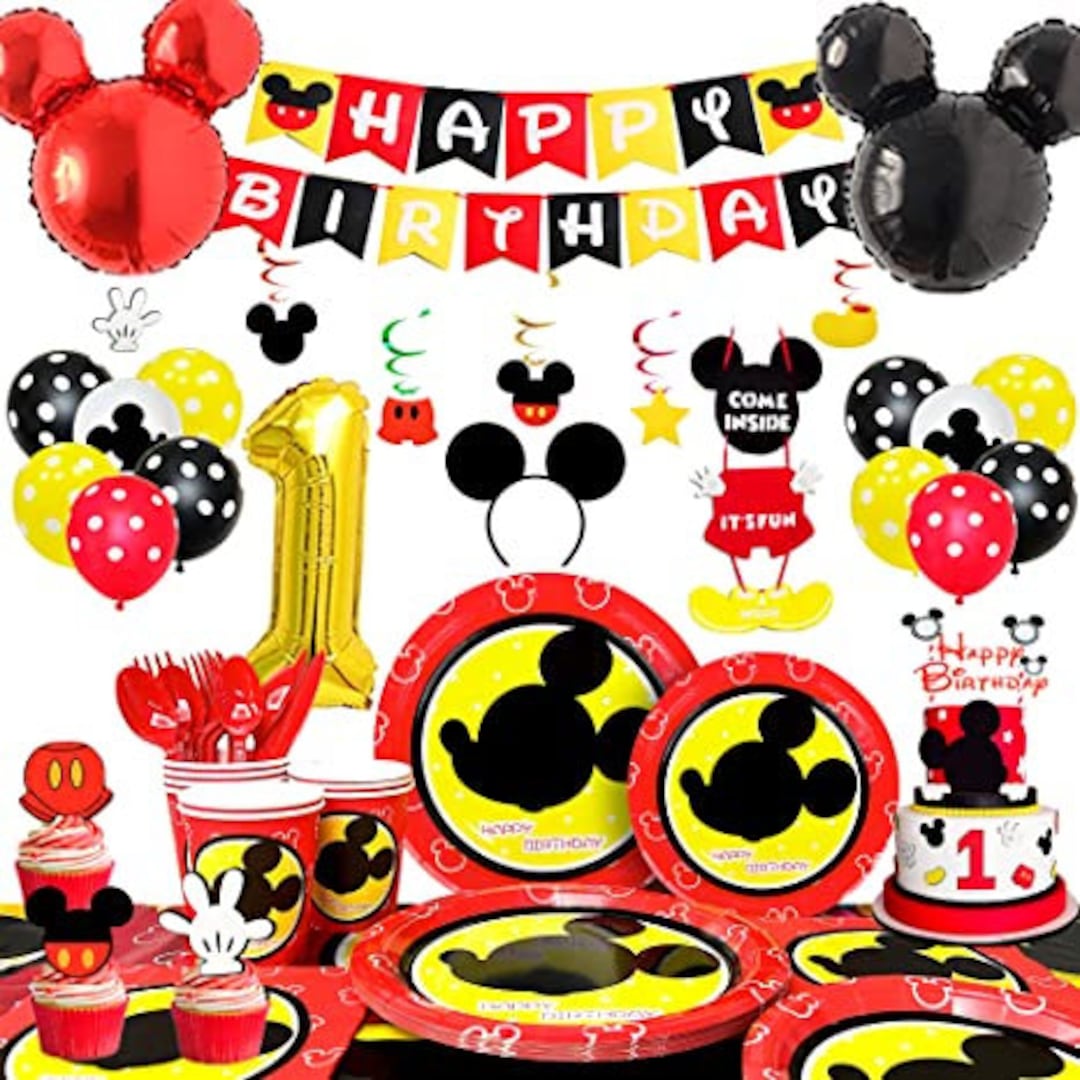 Fournitures de fête d'anniversaire Mickey Mouse 126pcs Décorations de  premier anniversaire Mickey Mouse -  France
