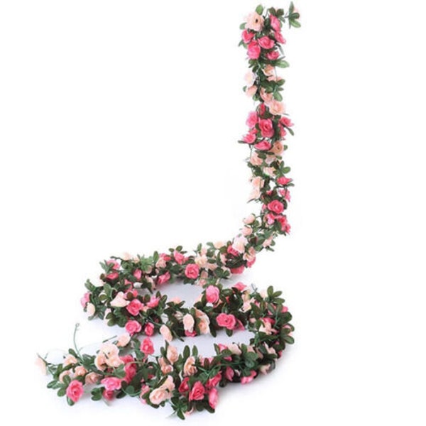 45 Pink flowers vine Artificial Silk Rose Flower Hanging Garden Vine Garland Wreath Home Decor