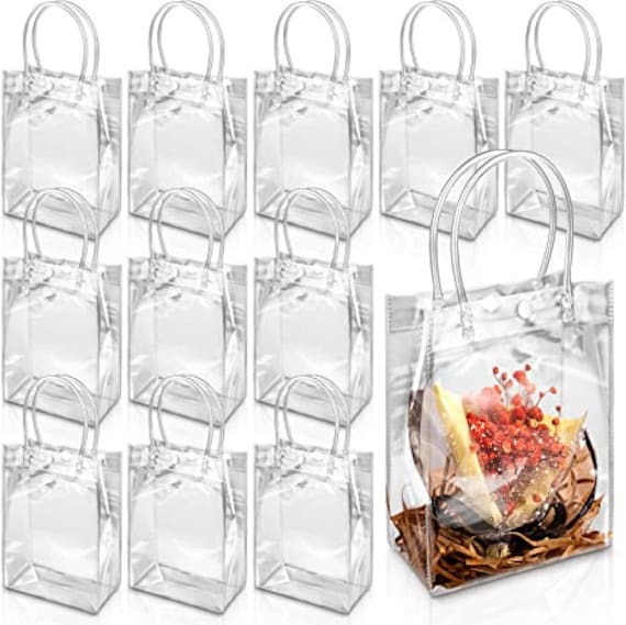 Paquete de 18 bolsas de regalo de plastico PVC transparente con asa Etsy Espana