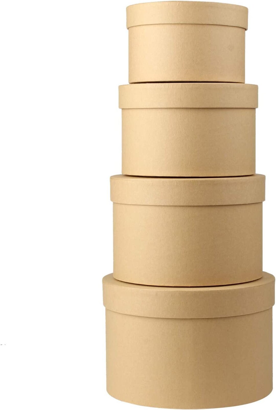 Round Gift Boxes With Lids Set of 4 Brown Gift Boxes Assorted Etsy