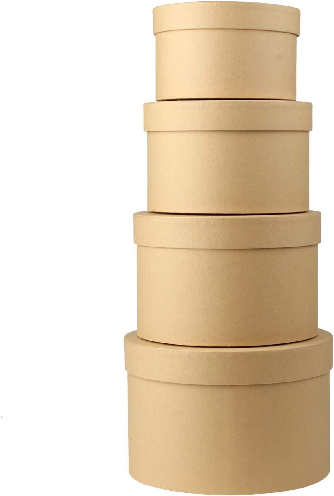 Round Gift Boxes With Lids Set of 4 Brown Gift Boxes Assorted Etsy