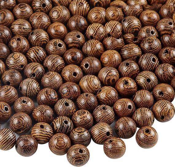 500 PCS Wooden Beads for Crafts 8mm Dark Brown Natural Macrame