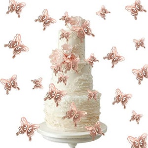 Rose Gold Butterfly Cake Toppers 