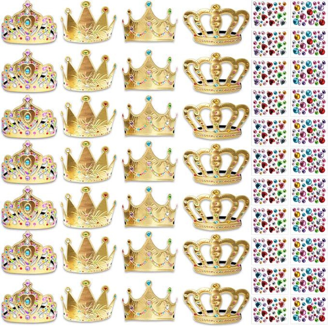 50 Pcs Foam Crowns Kids Princess Tiaras Crowns Bulk With 2 Styles DIY ...
