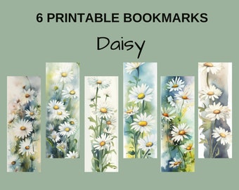 Watercolor Daisy Bookmarks - Set of 6, Unique Botanical Bookmarks, Daisy Bookmark Set, Floral Watercolor Bookmark Set, Gift for Bookworms