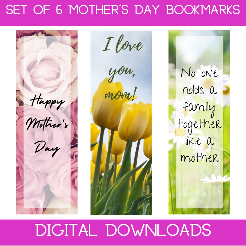 Mothers Day Printable Bookmarks, Mothers Day Themed Bookmarks ...