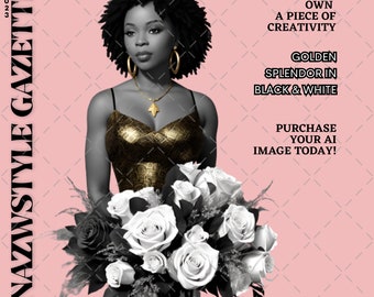 Afro-Amerikaanse illustraties | Afro-Amerikaanse vrouw | Zwart en wit | AI Digitale Kunst | Direct downloaden | Commercieel/persoonlijk gebruik | Vrouwen