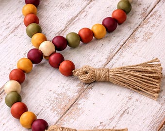 Fall wooden beaded garland