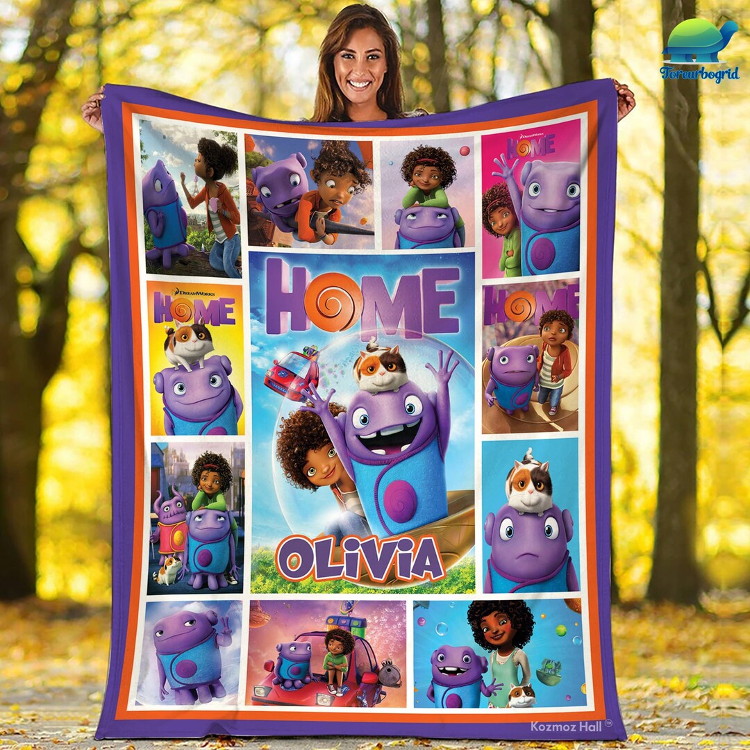 Personalized Oh Home Fleece Blanket, Cartoon Blanket, Oh Home Blanket