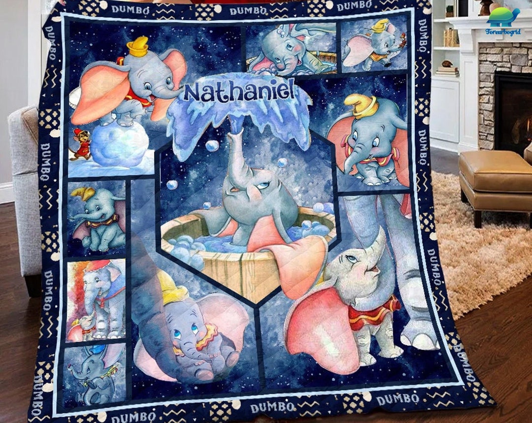 Personalized Dumbo Blanket Magic Kingdom Dumbo Fleece Blanket Elephant