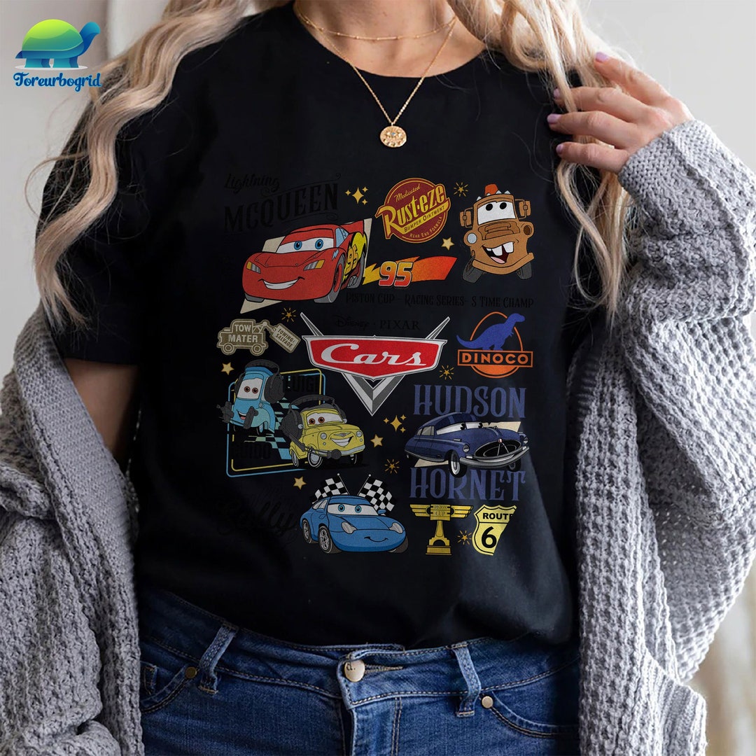 Vintage Cars Movie Shirt, Lightning Mcqueen Mater Fillmore, Cars Movie