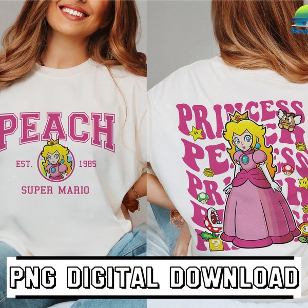 Digital Download | Super Mario Princess Peach Shirt Download | Mario Birthday Shirt PNG | Pink Princess PNG | Super Mario PNG