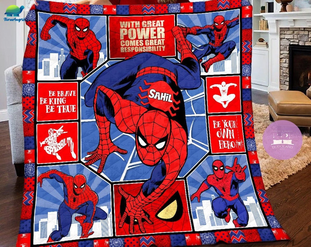 Personalized Spiderman Blanket Spiderman Fleece Blanket Spiderman Birthday Theme Party Spiderman