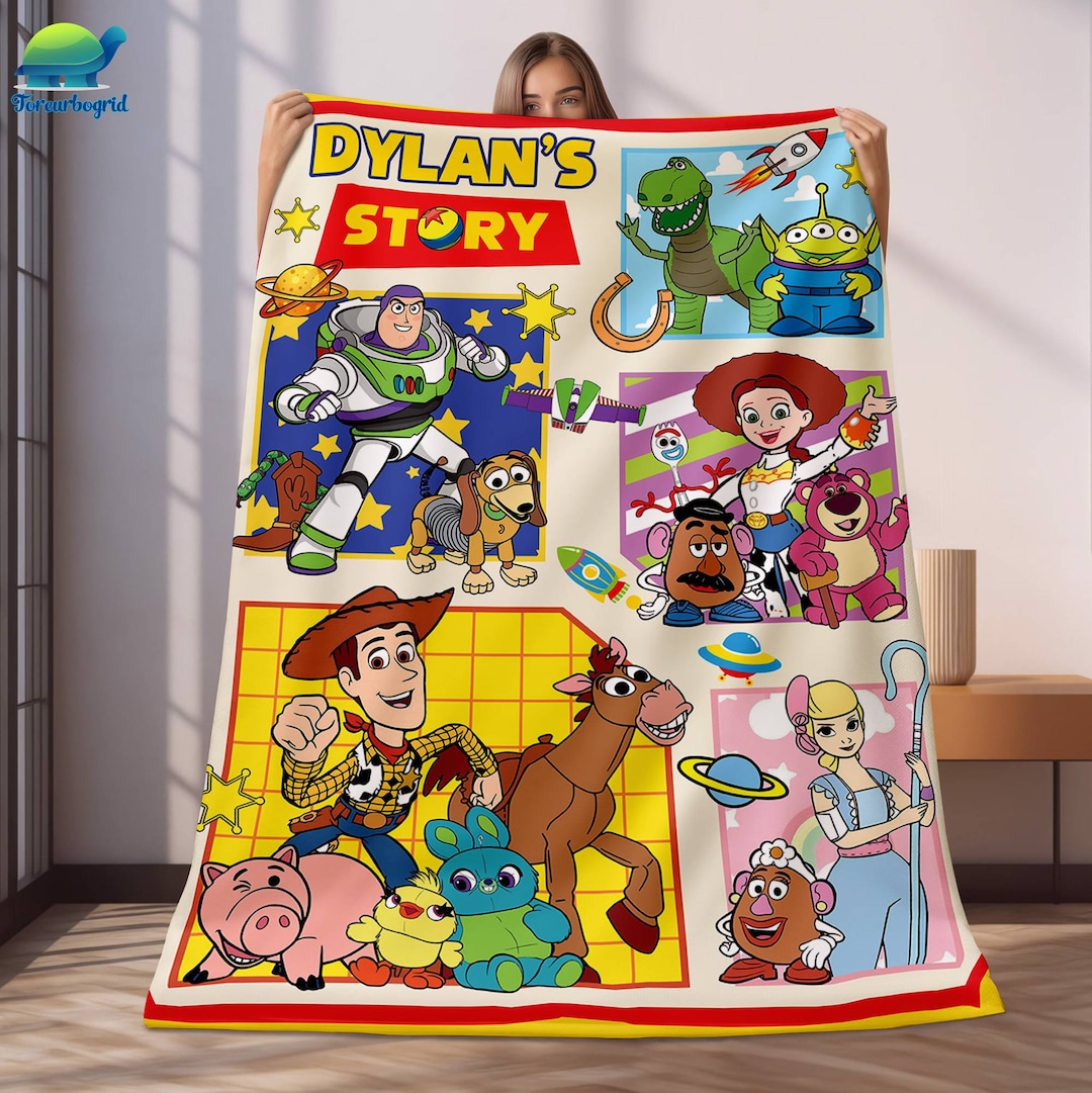 Personalized Toy Story Blanket Custom Name Toy Story Fleece Blanket