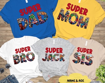 Custom Superhero Birthday Shirt, Superhero Shirt, Family Superhero Shirts, Family Matching T Shirt, Bday Gifts, Superhero Theme Party Shirt