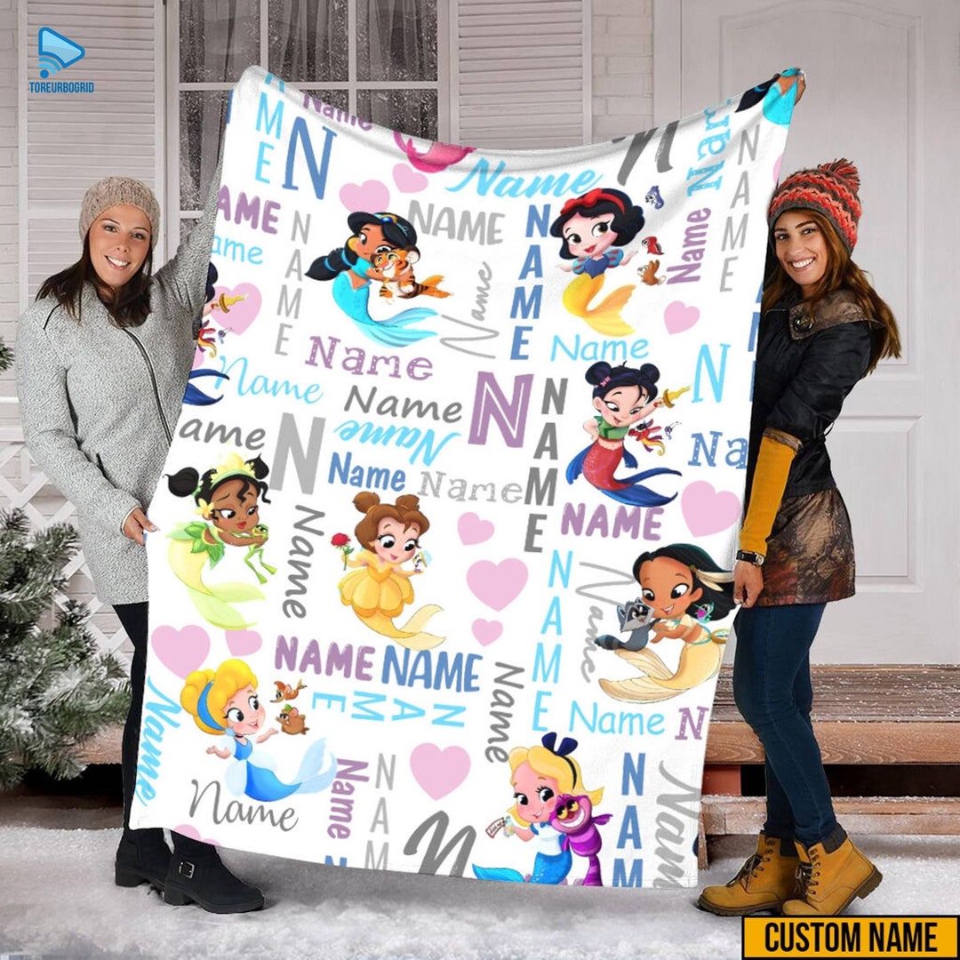 Personalized Baby Princess Blanket, Princess Lovers Blanket, Cartoon