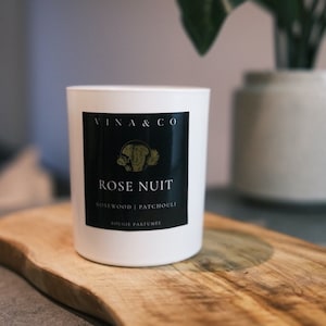 Rosewood and Patchouli Candle | Luxury Soy Wax Scented Candle | Handmade in London | Vegan Cruelty Free