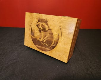 Outdoor Raccoon Wilderness Wooden Box