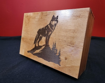 Wilderness Wolf Wooden Box
