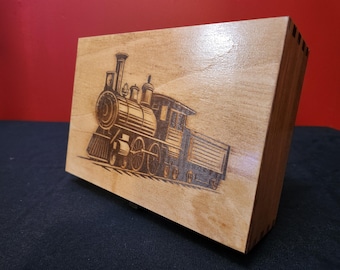 Steam Train Railroad Wooden box