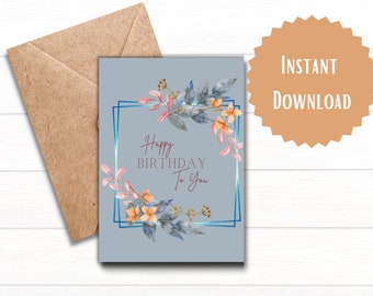 Digitale Geburtstagskarte | Alles Gute zum Geburtstag | Druckbare Karte | Digitale Download Karte | Digitale Geburtstagskarte | Druckbare Geburtstagskarte | Modern