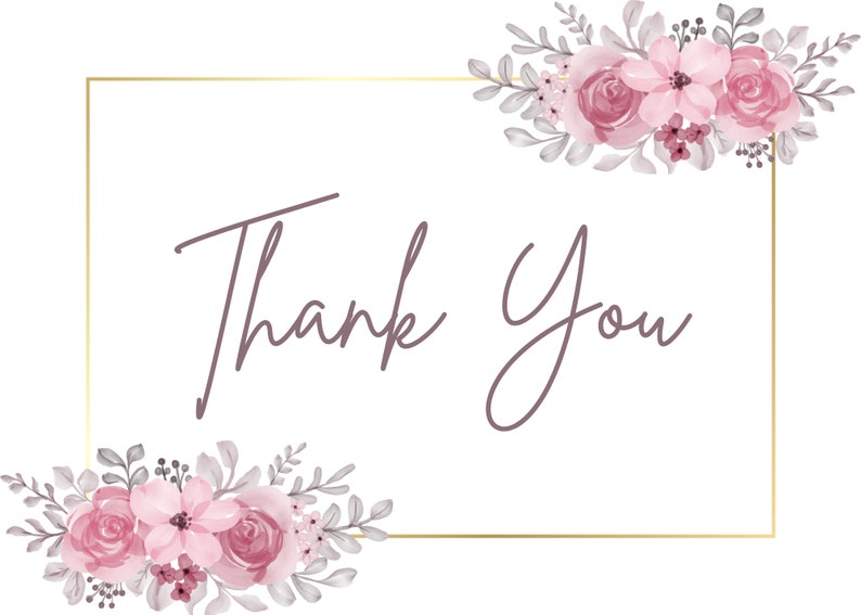 Digital Thank You Card PDF - Instant Download | Thank You Card | Roses ...