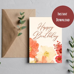 Alles Gute zum Geburtstag druckbare Karte, florale Kartenvorlage, Geburtstagskartenvorlage, alles Gute zum Geburtstag druckbare Karte, alles Gute zum Geburtstagskarte, Geburtstag PDF