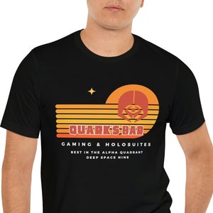 Quark&#39;s Bar Deep Space Nine Parody T-Shirt Jersey Short Sleeve Tee Fans of DS9 Sci-Fi
