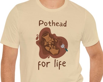 Koszulka z napisem Pothead for life, zabawna koszulka z nadrukiem archeologa, prezenty dla studentów i archeologów, ceramika, słoik na garnki