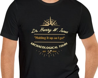 Dr. Henry W. Jones Shirt Archaeological Tours Parodia divertida Unisex Fans de manga corta de Indy, regalos aventura arqueológica
