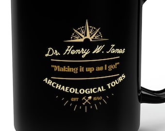 Dr. Henry Jones Archaeological Tours Taza divertida Indy Parody Taza de café divertida 15 oz de gran capacidad, fanáticos del cine