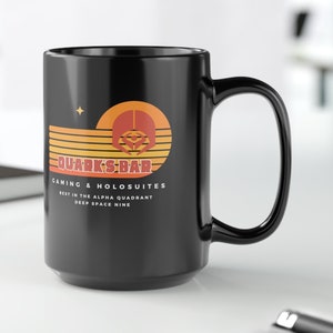 Quark's Bar Black Mug 15oz - Deep Space Nine - Gifts for Fans of Trek - Trekkies - Coffee -