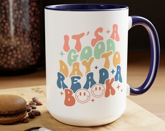 Es un buen día para leer un libro Taza de café 15 oz amante de la lectura de gran capacidad, amante de los libros, regalo del maestro, bibliotecario