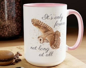 Labyrinth Not Long at all Mug 15oz - regalo para los fanáticos de las películas de David Bowie 80s fantasía Jareth Goblin King goblincore owls cottagecore