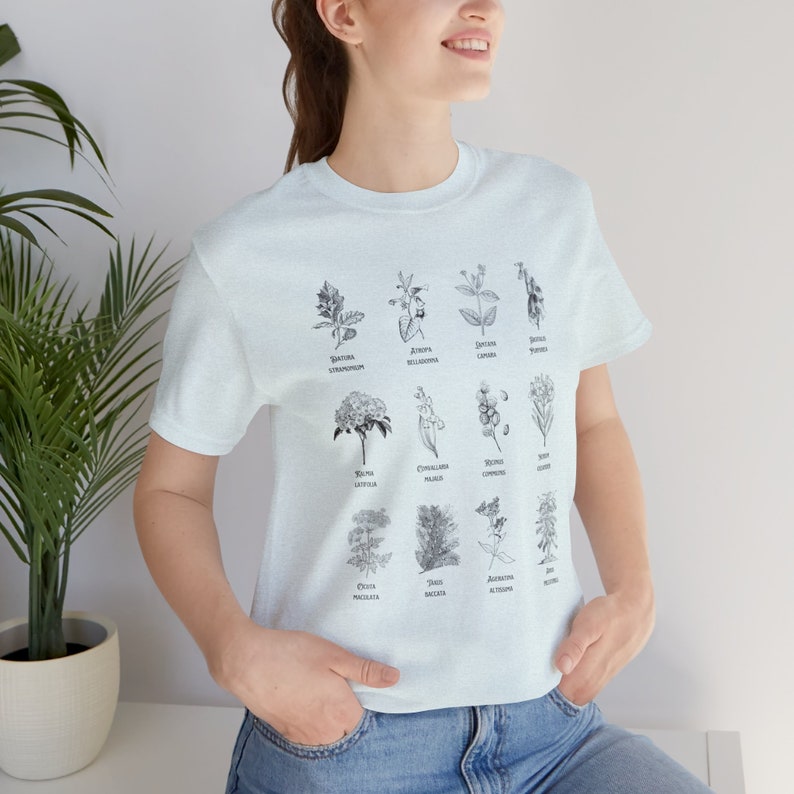 Poison garden Short Sleeve Tee - gift for gardeners, wiccans, gag gift - poison garden victorian specimen shirt Heather Ice Blue