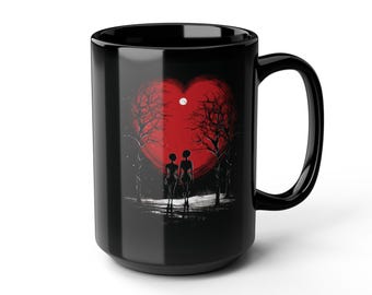 Gothic Valentines black mug 15 oz gift for couples partners husband wife girlfriend boyfriend valloween