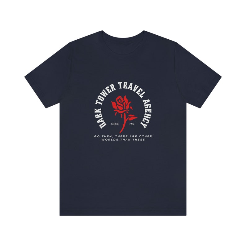 Dark Tower Travel Agency Camiseta de manga corta de jersey unisex Fans de Stephen King, amantes de los libros, lectura, regalos para lectores, serie Dark Tower Navy