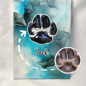 Custom Dog Tracks 3D Art From Photo Personalized Watercolor Canvas Art of Furry Friend Paw Print Exclusive Handmade Gift for Pet Lovers