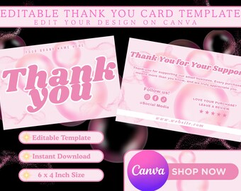 Editable Thank You Card Template | Printable Thank You Card | Instant Download