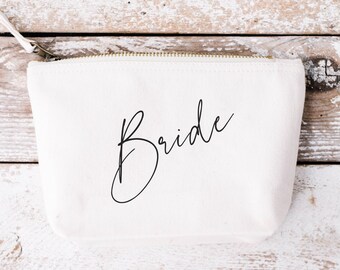 Bride gifts personalized make up bag, Bridal shower gifts for her, Bridesmaids gifts, customized make up pouch, Wedding gifts for bride