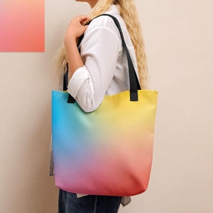 Rainbow Ombre Tote Bag: Colorful Shopper, Pride Handbag
