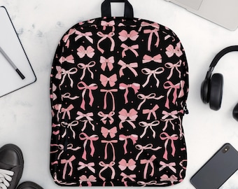 Sac à dos Pink Bows : sac pour ordinateur portable Coquette résistant à l'eau