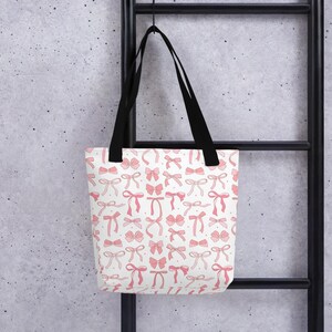 Pink Bows Coquette Tote Bag: Reusable Polyester Shopper