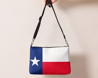 Texas Flag Crossbody Bag for Women, Texas USA Faux Leather Handbag, Patriotic American Purse, Print on Demand