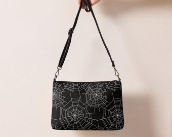 Spinnennetze Crossbody Tasche für Frauen, Schwarz und Weiß Kunstleder Handtasche, Spinne Handtasche, Schultertasche, Spinne Liebhaber Geschenk, Geschenk für sie