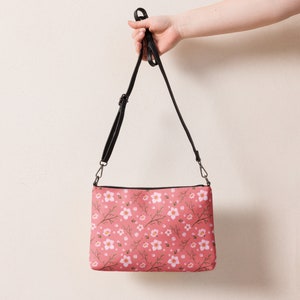 Sac à bandoulière fleuri fleurs de cerisier pour femme, sac à main fleuri rose, sac à main en similicuir, sac à bandoulière fleuri coquette, cadeau pour elle